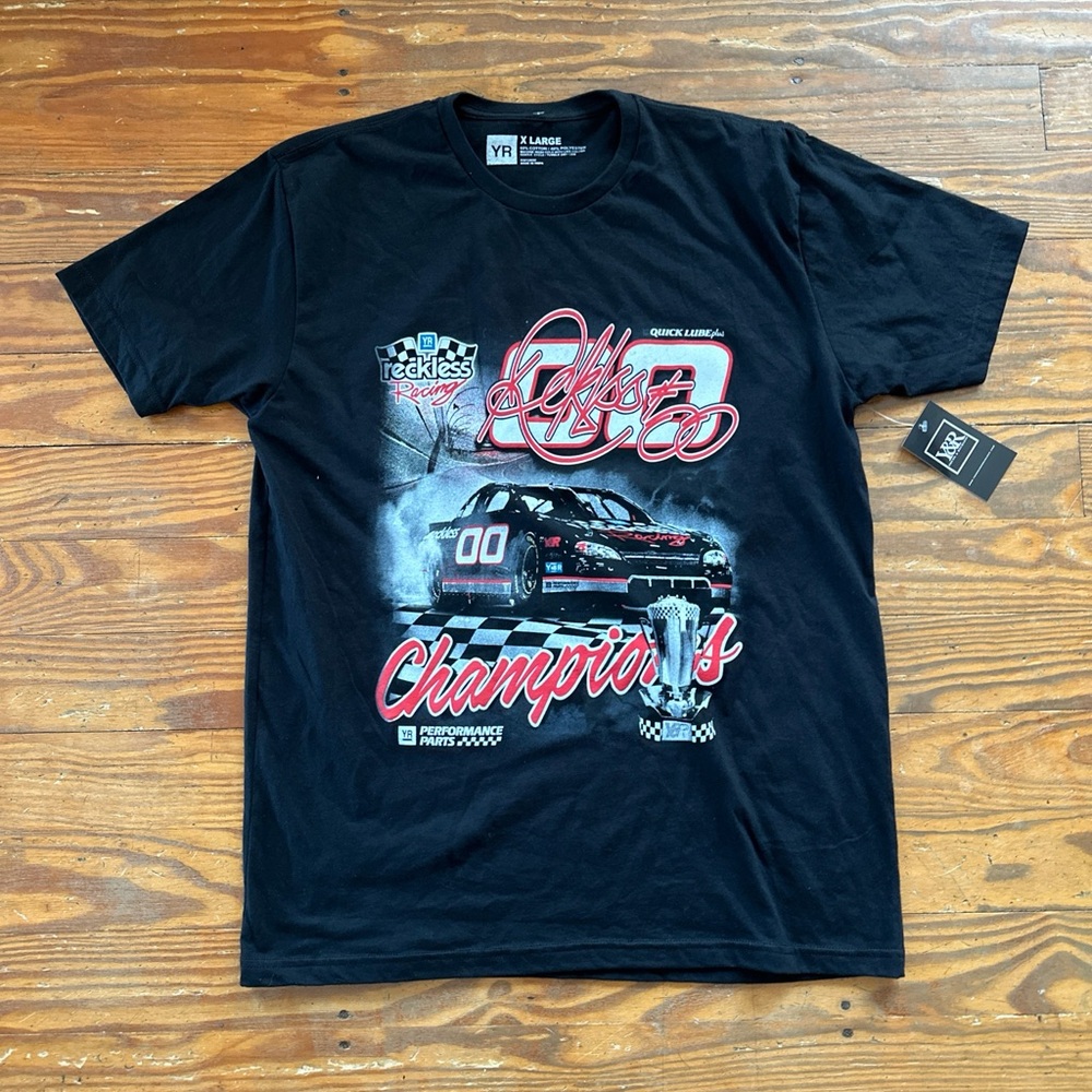YR Young & Reckless Racing #00 Short Sleeve T-Shirt Men's Size XL Black